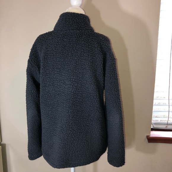 Victoria’s Secret PINK Gray Sherpa 1/4 Zipper Pullover Sweater Sz XS - Picture 6 of 11